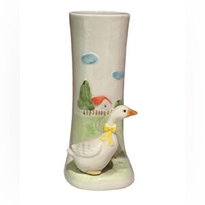 Vintage Otagiri Yellow Ribbon Goose Bud Vase 1983 Japan Cottagecore country
